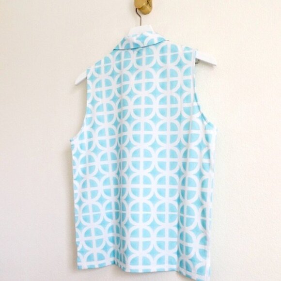 NEW! Kenny Flowers The Maldives Ladies Sleeveless Golf Polo Shirt Blue SZ L - Picture 8 of 11